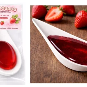 ROUDOUDOU FRAISE Nouvelle Génération. Cuillère en Canne à Sucre biodégradable (l'unité)  Enprécommande