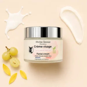 Crème visage au lait d'ânesse frais et biologique 50ml pour hydrater et nourrir la peau du visage