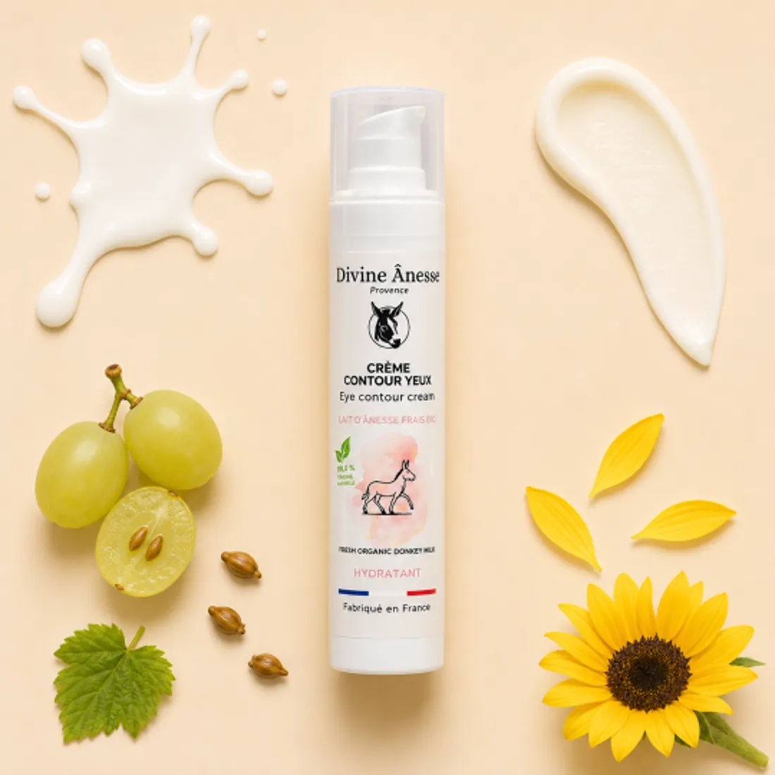 Crème contour des yeux au lait d’ânesse bio 50ml hydratante