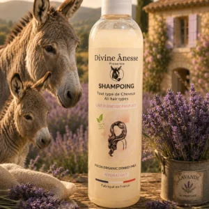 Shampoing au lait d'ânesse frais et biologique 250ml soin capillaire hydratant et doux