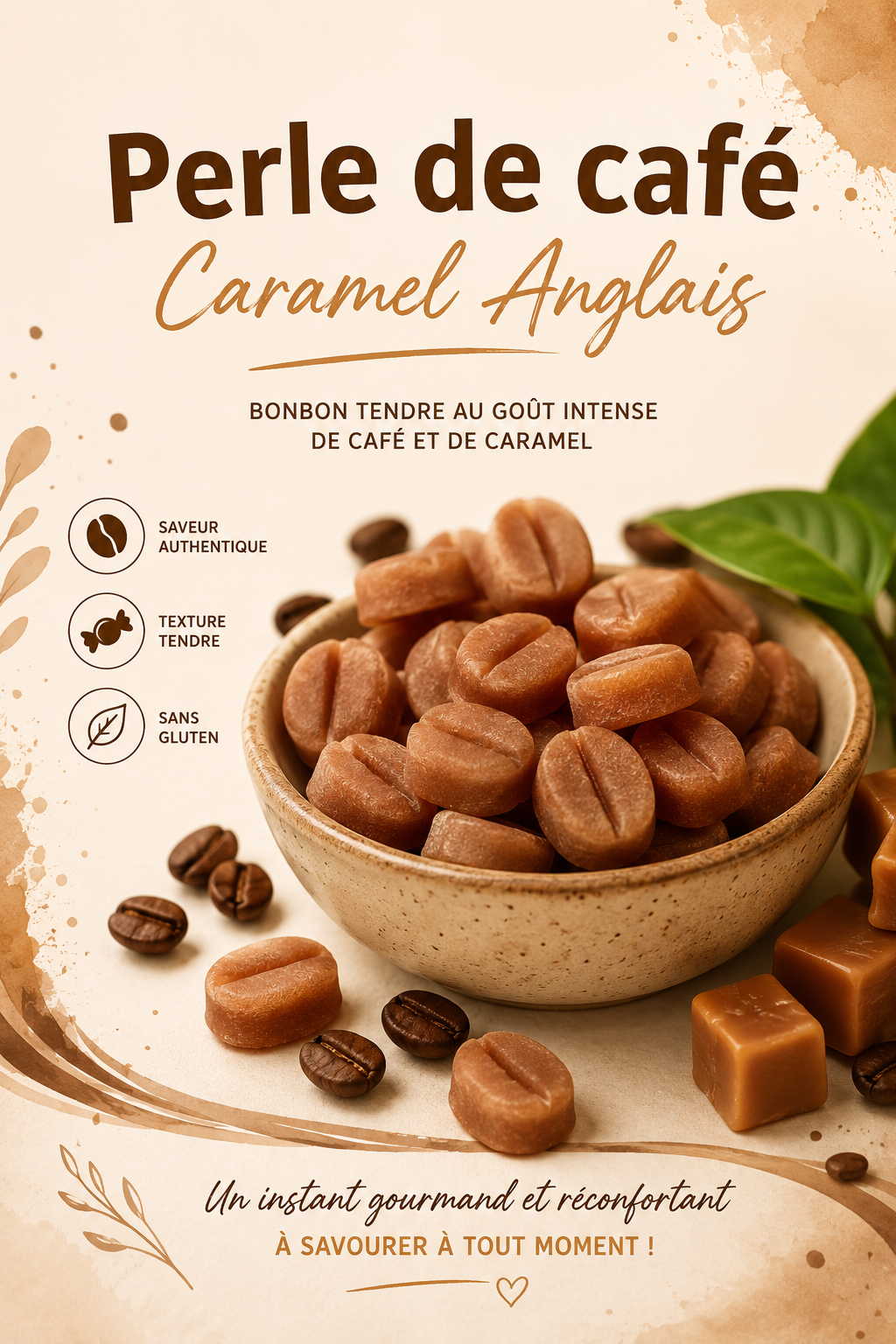 Perles de café caramel 60 perles 100g