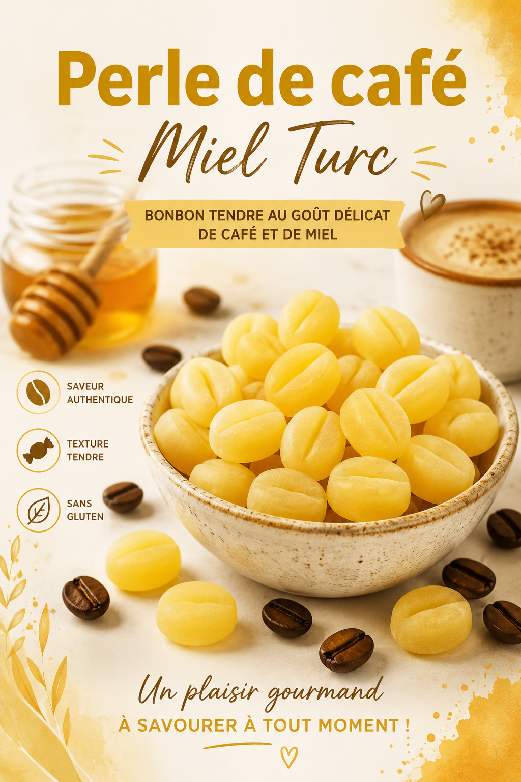 Perles de café miel 60 perles 100g