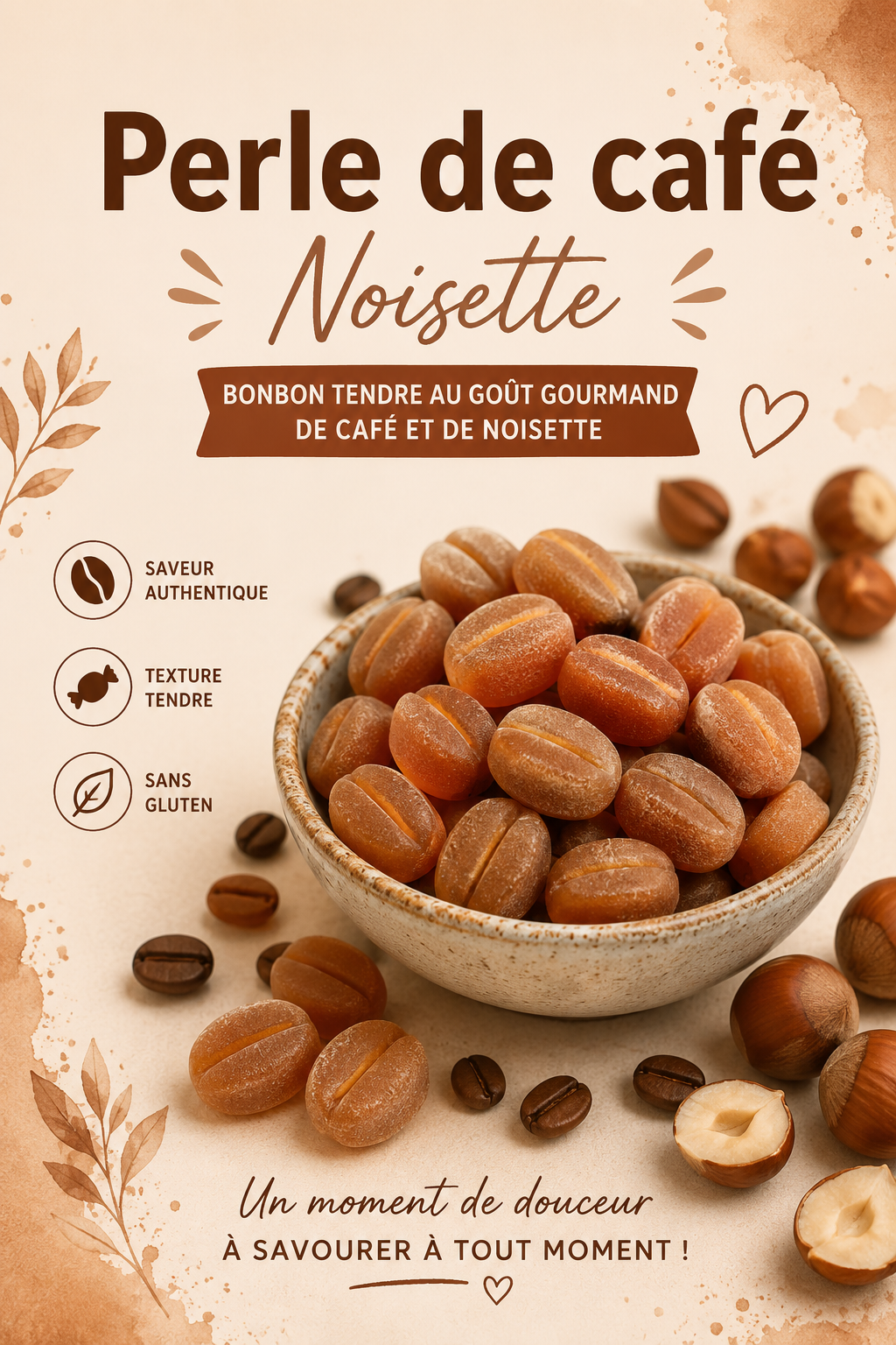 Perles de café noisette 60 perles 100g