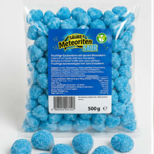 Hitschies Saure Meteoriten Bleue 100g – bonbons acidulés à la framboise bleue