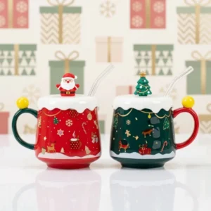 Mug de Noël en Céramique avec Couvercle