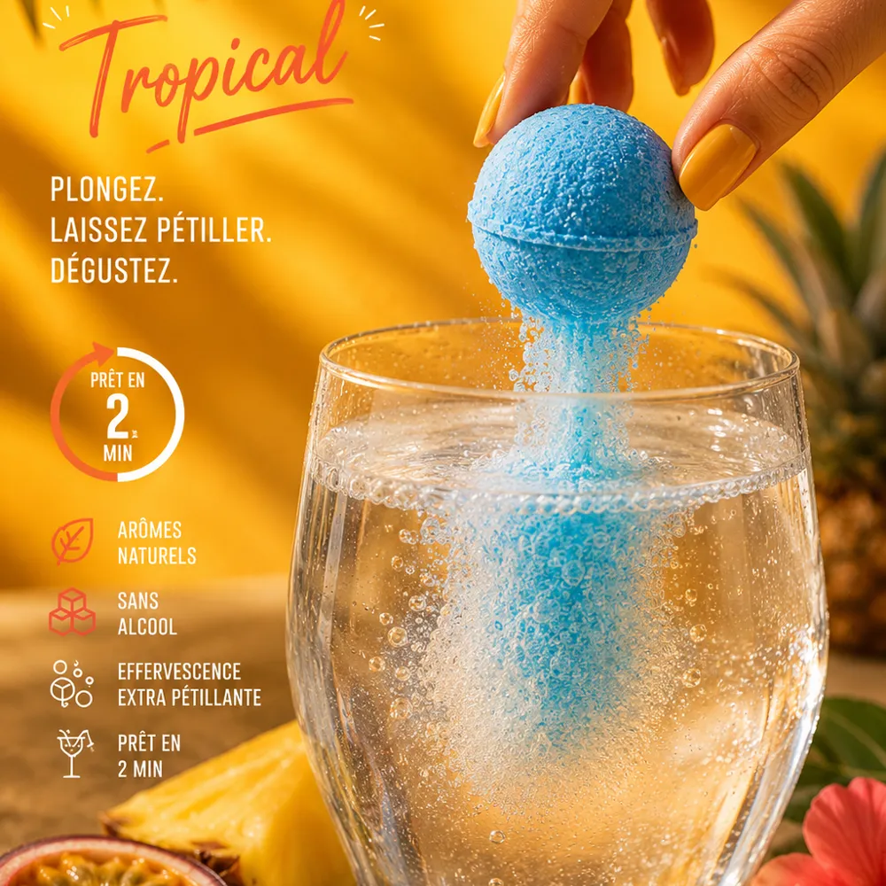 Bombe à cocktail mangue passion sans alcool citron vert 39g