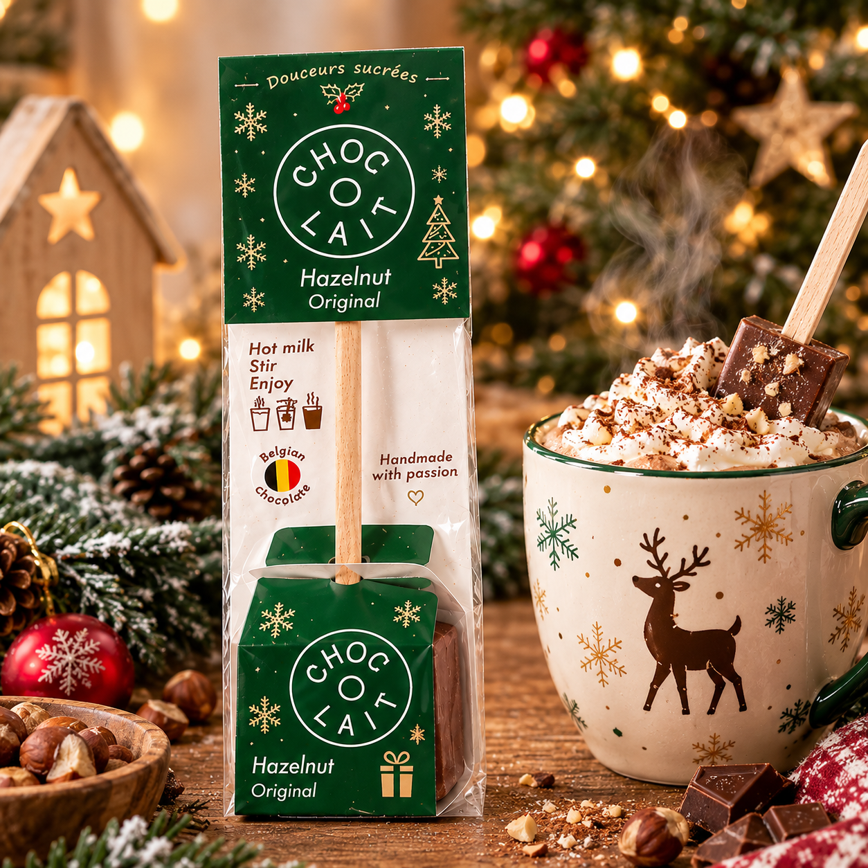 Cuillère chocolat chaud à la noisette