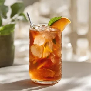 verre de sirop artisanal goût pêche