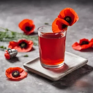verre de sirop artisanal au coquelicot